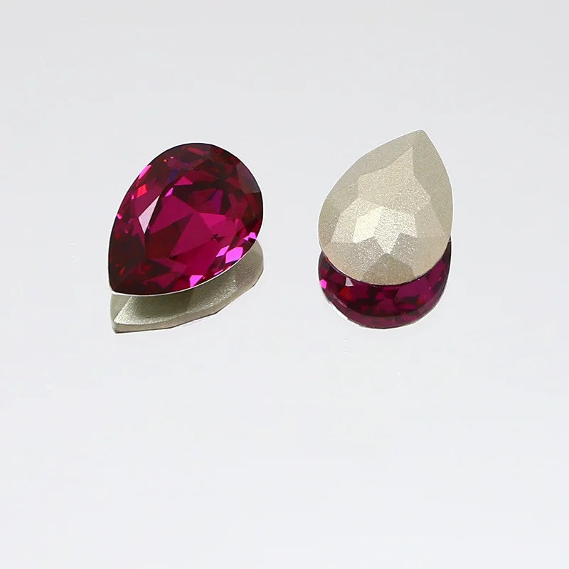 K9 30x40mm teardrop Glass Rhinestones High Quality Pointback Loose Glass Crystal Glue on Garment Crafts