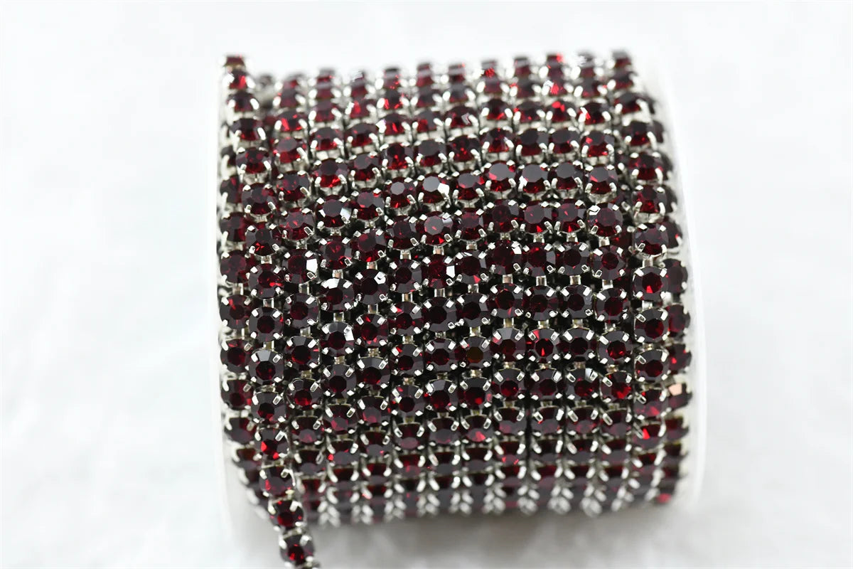 ss20 5mm chains  for needlework Crystal Rhinestone Chain Silver Trim Costume Bridal Sewing 10 yards garment crafts