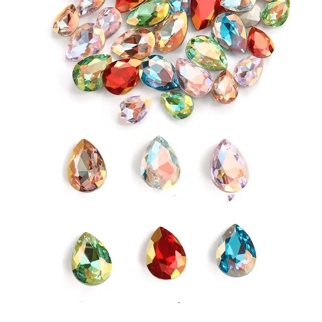 teardrop 13x18mm strass applique glass  rhinestone Diamonds pointback stones  for bags Needlework beads