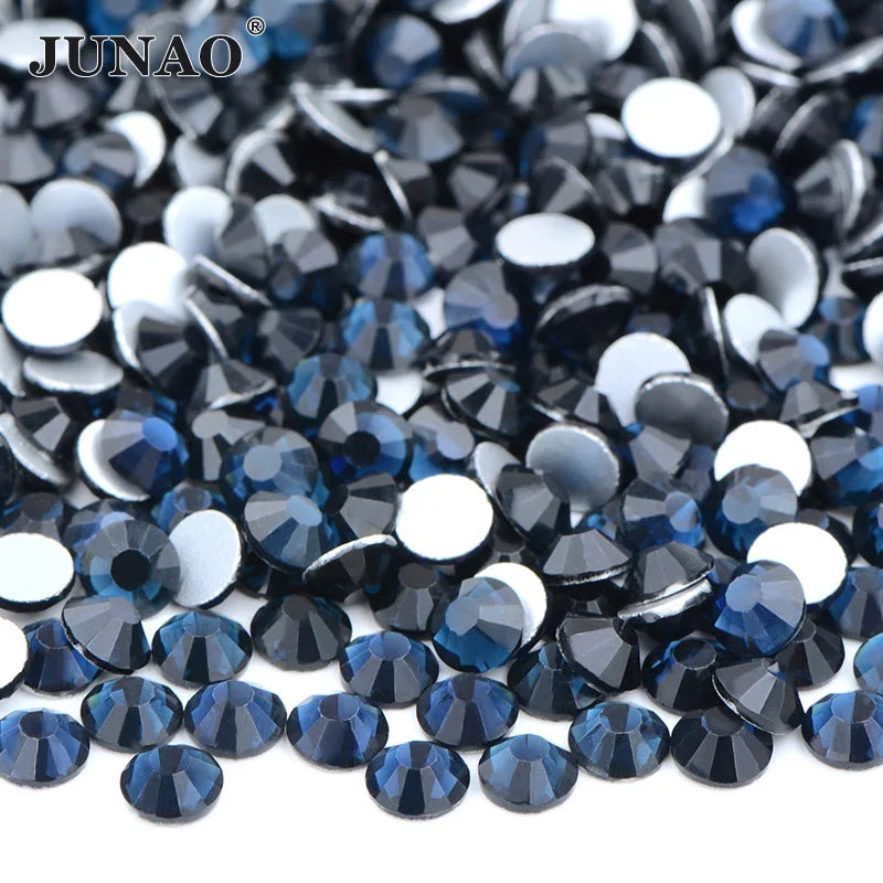 Bulk SS3 4 5 6 8 10 12 16 20 30 Dark Saim Glass Crystal Rhinestones Flat Back Gems Non Hotfix Strass Diamond for Clothes