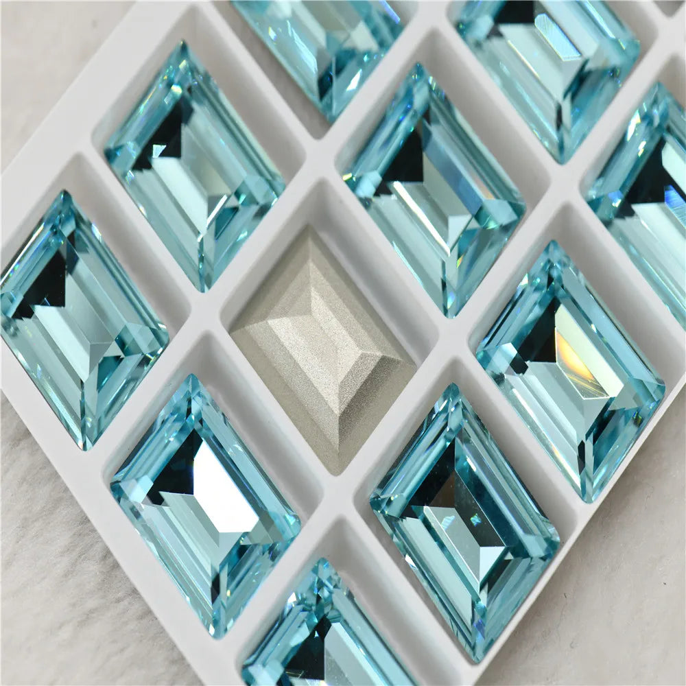 Wholesale k9 Rectangle Rhinestones Glass Strass crafts super Glitter For Clothes DIY Sewing Beads For Jewelry 10X14MM