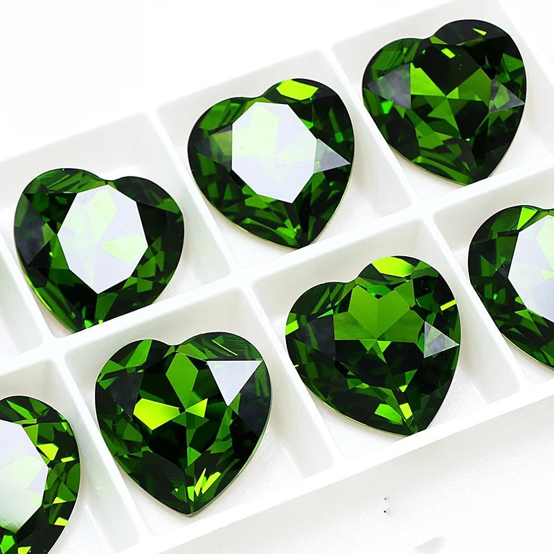 K9 Big Heart Glass Rhinestones 27mm/18mm Crystal Diamond Decoration Beads for Needlework