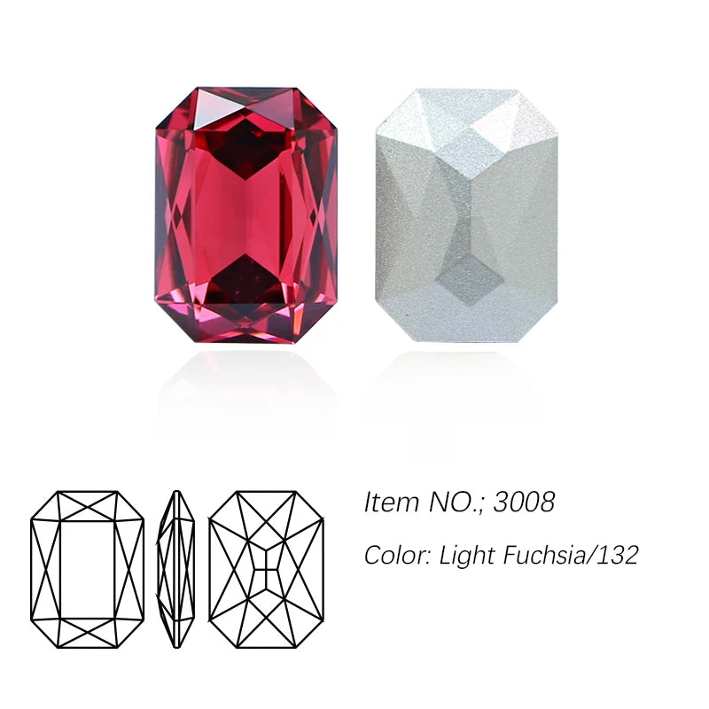 K9 Glass Rectangle Octagon Strass Diamond for Clothes, Nail Art, Rhinestone 3D Pointback, Fancy Stone Gems, Bling Crystal, DIY