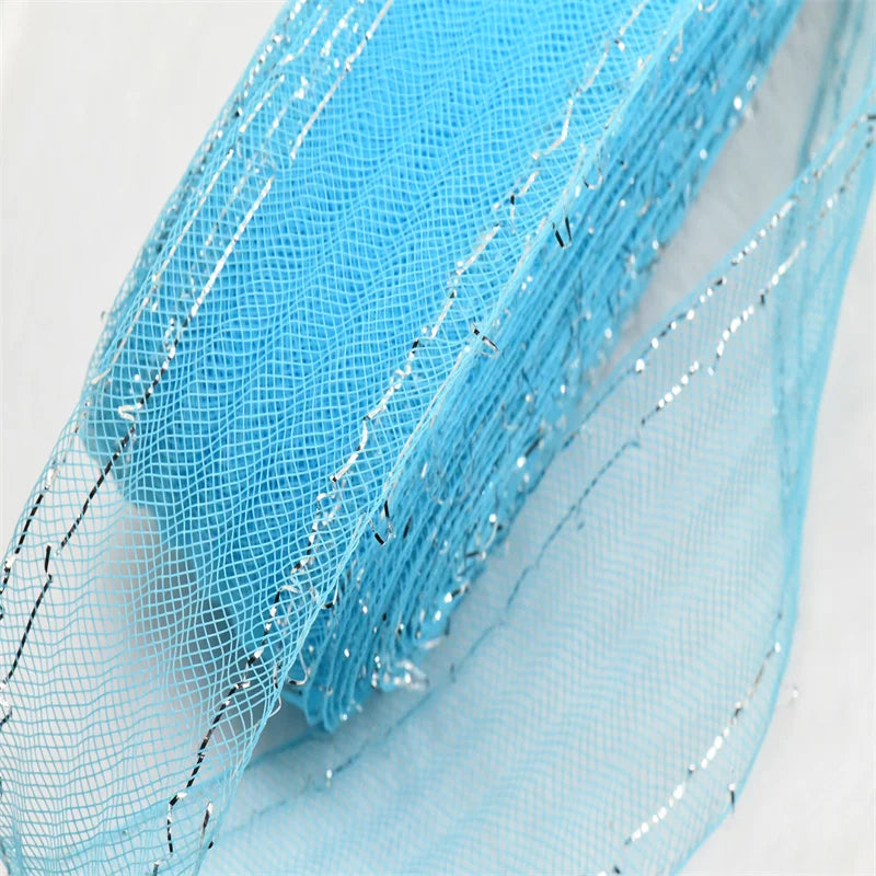 crinoline horsehair with in silver thread braid Mesh Fabric Soft Polyester Wedding Dress skirt making crafts