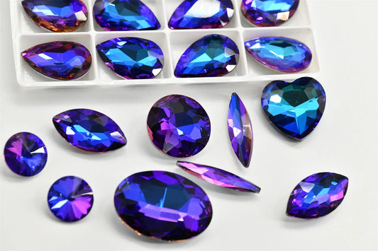 Blue Light Glass Crystal Rhinestones Beads for DIY Jewelry Crafting Sparkling Gemstones