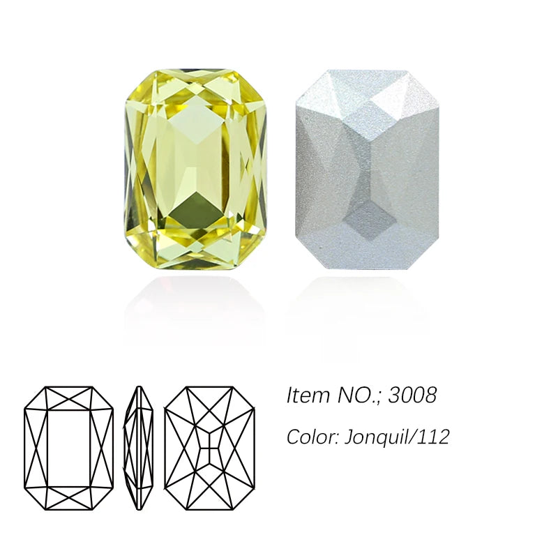 K9 Glass Rectangle Octagon Strass Diamond for Clothes, Nail Art, Rhinestone 3D Pointback, Fancy Stone Gems, Bling Crystal, DIY