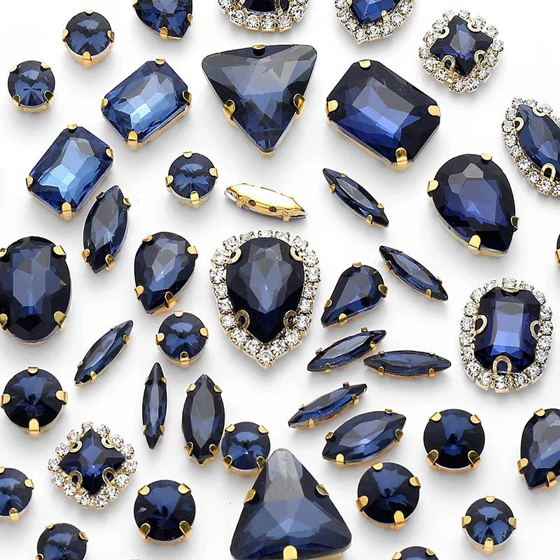 New gold claw 50pcs mixed Glitter Rhinestone Sew on Claw Buckle Crystal DIY Craft Wedding Accessories