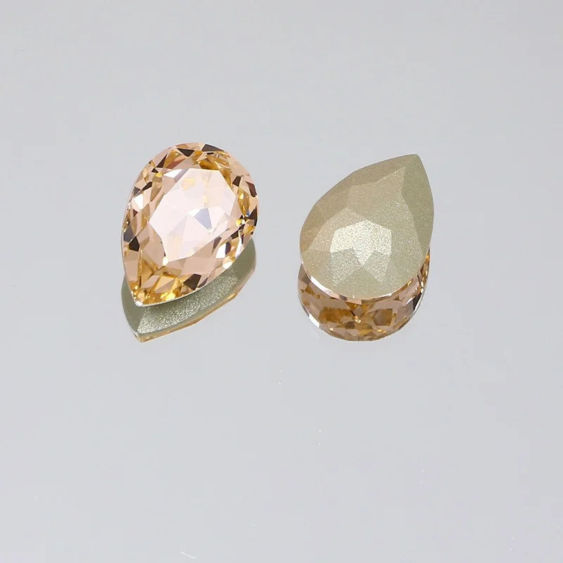 K9 30x40mm teardrop Glass Rhinestones High Quality Pointback Loose Glass Crystal Glue on Garment Crafts