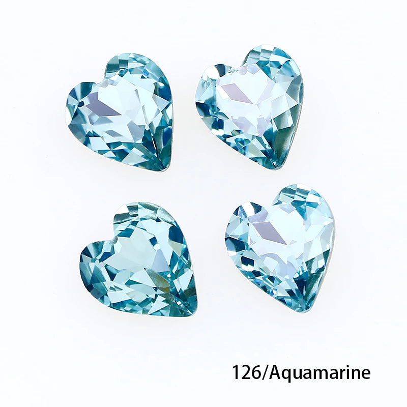 Crystal  Fancy Stone Pointed Back Rhinestones Heart Shape Glue On Crystal Beads K9 Glass Loose Diamond For Jewelry Making DIY
