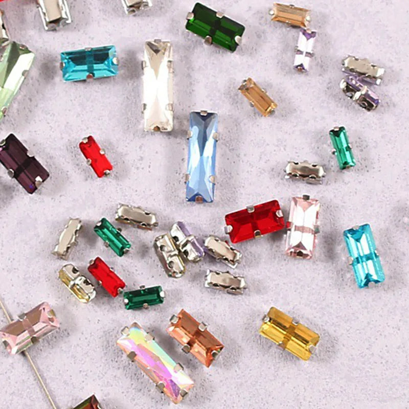 Baguette crystal stones wtth claw sew on  Fancy Stone  Glass Crystals rhinestones clothes Apparel Sewing Supplie accesorios