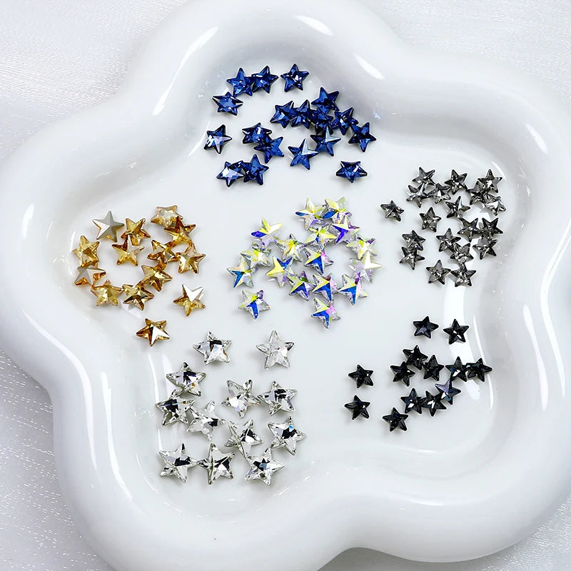 Star Shape  8x8mm Strass Diamond K9 Crystal Rhinestone Glitter Fancy Stone Glass Gems Applique For Nailart Shoes