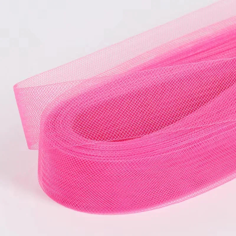 5cm 7.5cm plyester Mesh Ribbon Hard Stiff Flat Plain Crinolines Horsehair Fabric Multiple Widths  Hat And Skirt Making
