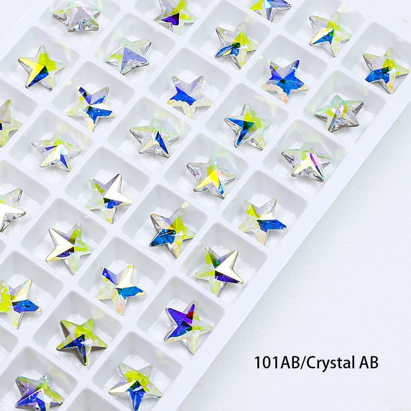 Star Shape  8x8mm Strass Diamond K9 Crystal Rhinestone Glitter Fancy Stone Glass Gems Applique For Nailart Shoes