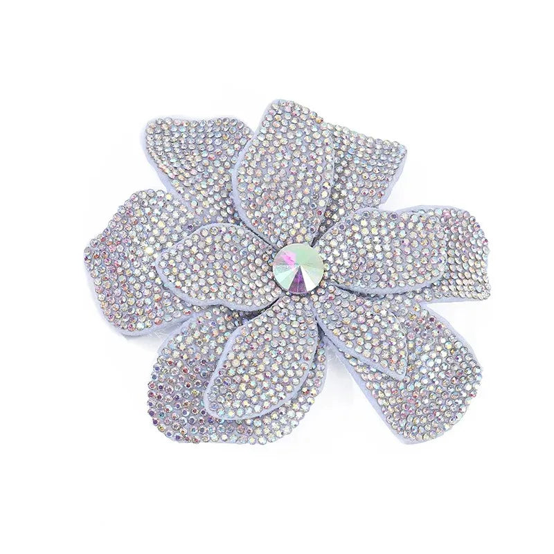 2 pcs Luxury Fashion Rhinestone Flower Brooch Light Women's Jewelry Pin for Wedding Dress Banquet Chest Gift