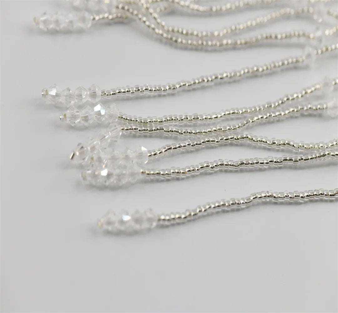 1 yard 14.5cm glass Beaded Fringe beaded fringe with pendant Lamp Costume Trim Crafts  fringes for dress sewing