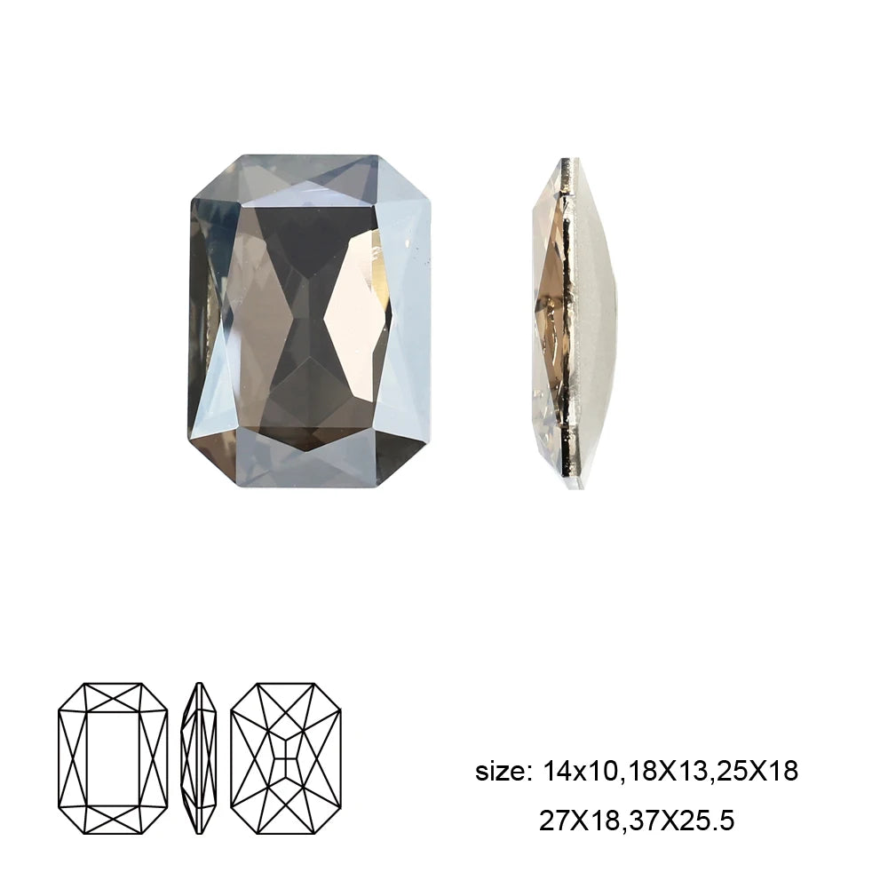 K9 Glass Rectangle Octagon Strass Diamond for Clothes, Nail Art, Rhinestone 3D Pointback, Fancy Stone Gems, Bling Crystal, DIY