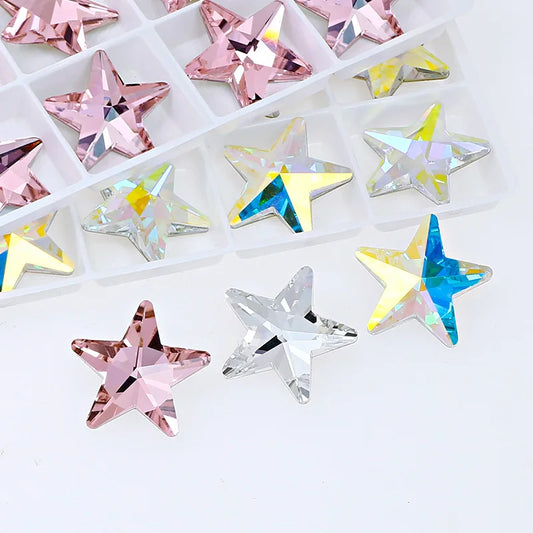 K9 Glass Crystal  Rhinrstones 22MM Big  Star  point back glass stones jewels beads for crafts clothes Decoration