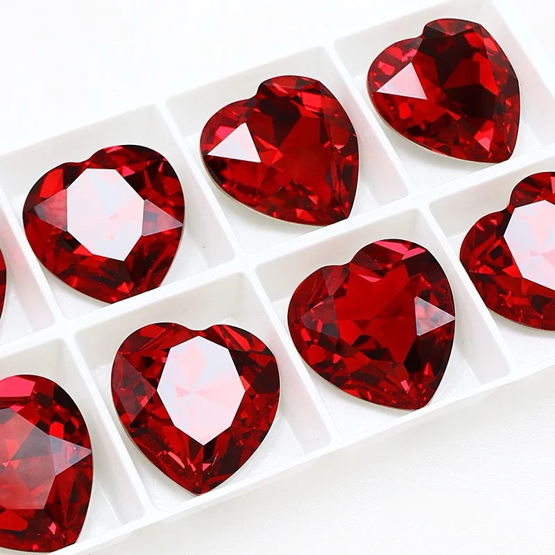 K9 Big Heart Glass Rhinestones 27mm/18mm Crystal Diamond Decoration Beads for Needlework
