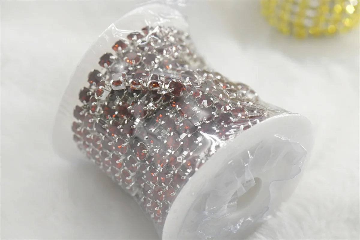 6mm SS28 5 Yards Crystal Rhinestone Chain  Silver Trim for Needlework Bridal Costume Sewing  Garment Crafts