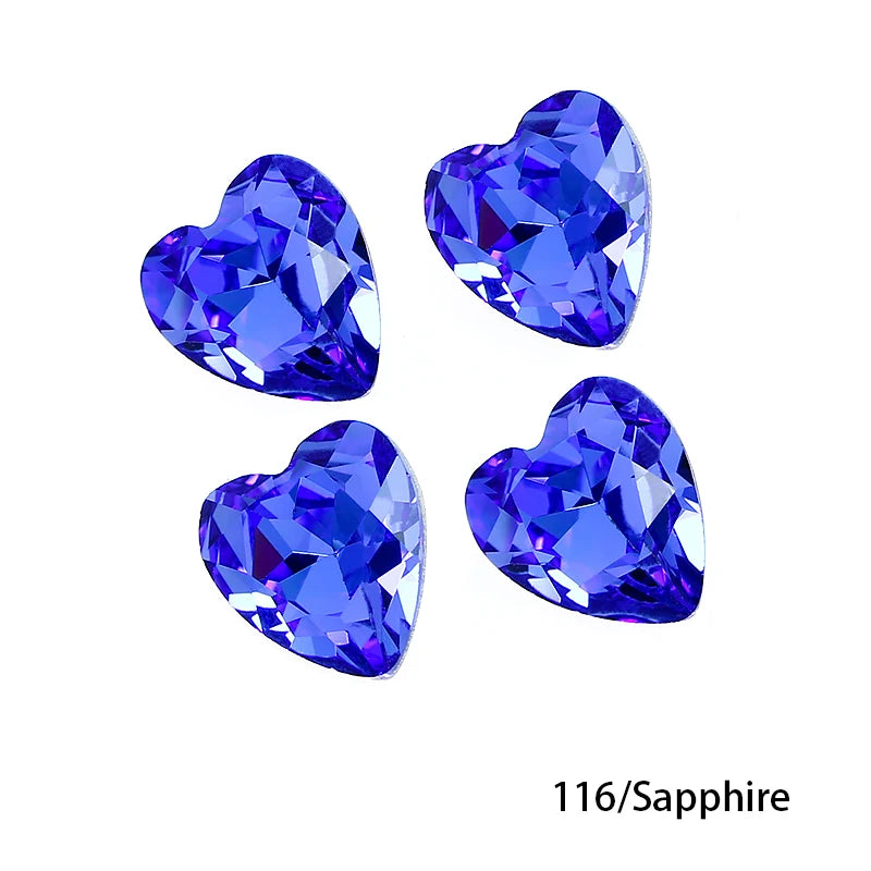 Crystal  Fancy Stone Pointed Back Rhinestones Heart Shape Glue On Crystal Beads K9 Glass Loose Diamond For Jewelry Making DIY