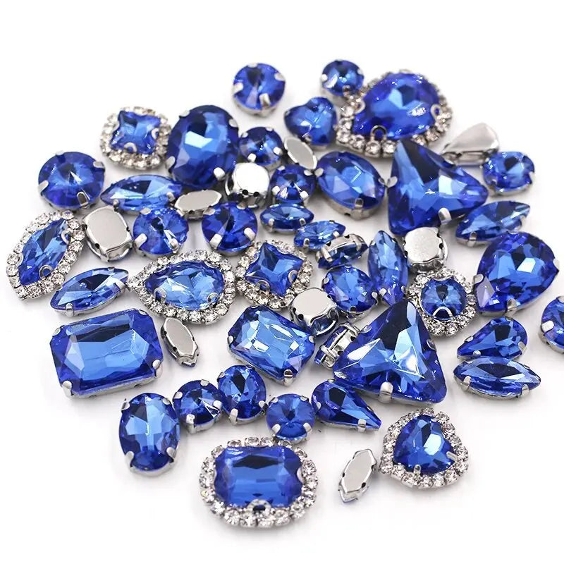 New 50pcs Glitter Rhinestone Sew on Claw Buckle Crystal DIY Craft Wedding Accessories white k claw