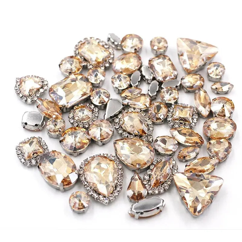 New 50pcs Glitter Rhinestone Sew on Claw Buckle Crystal DIY Craft Wedding Accessories white k claw
