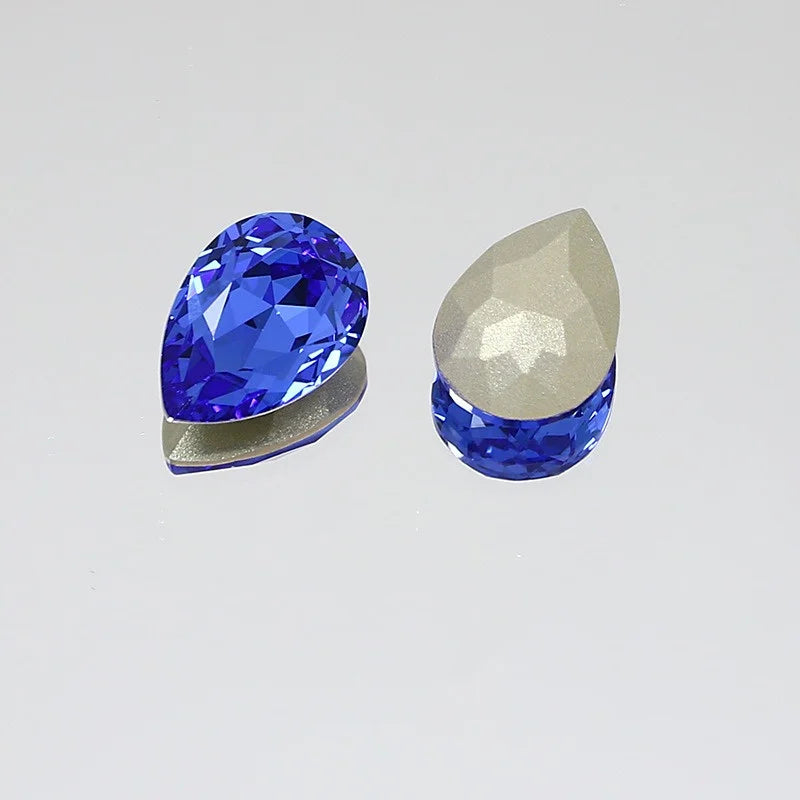 K9 30x40mm teardrop Glass Rhinestones High Quality Pointback Loose Glass Crystal Glue on Garment Crafts