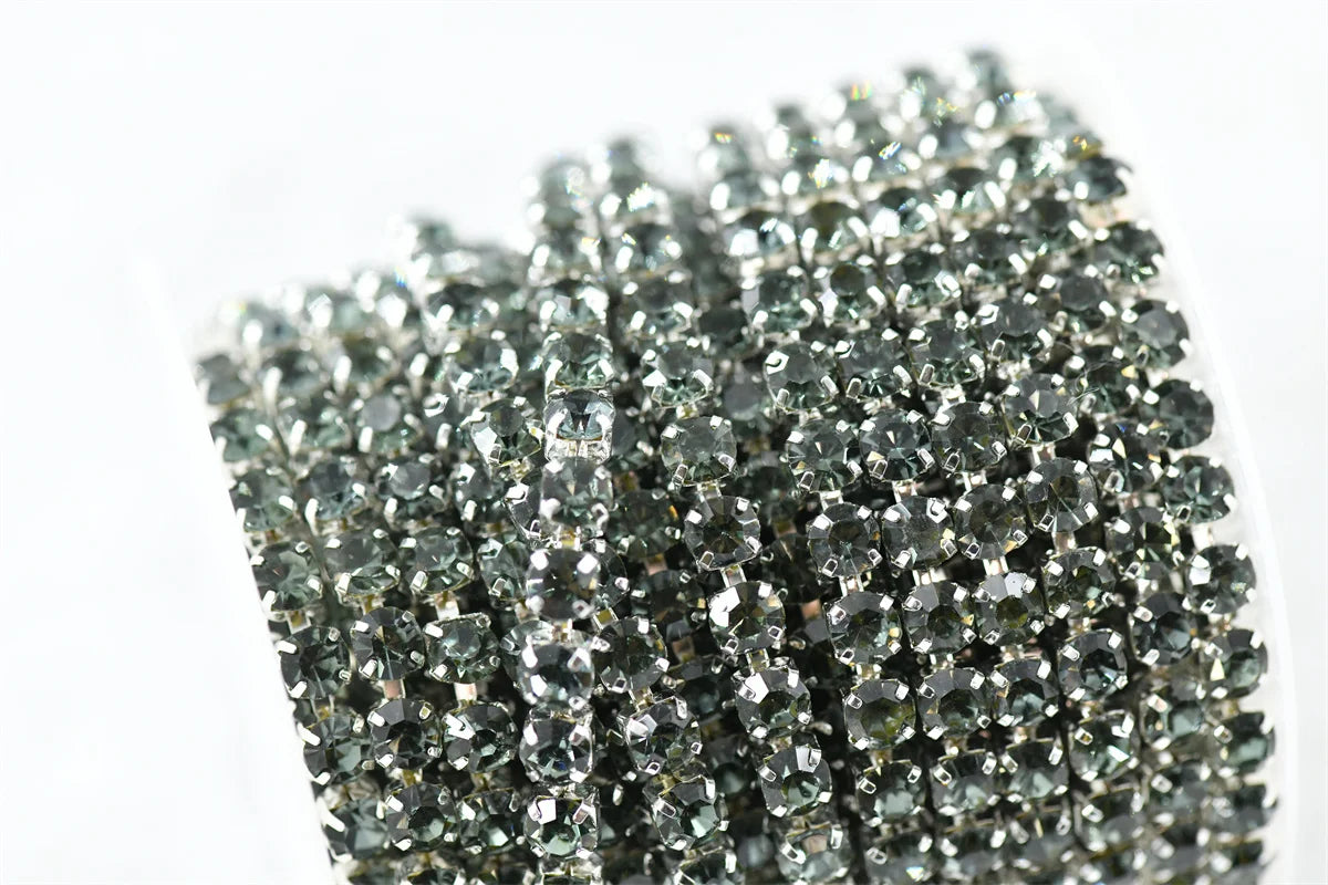 ss20 5mm chains  for needlework Crystal Rhinestone Chain Silver Trim Costume Bridal Sewing 10 yards garment crafts