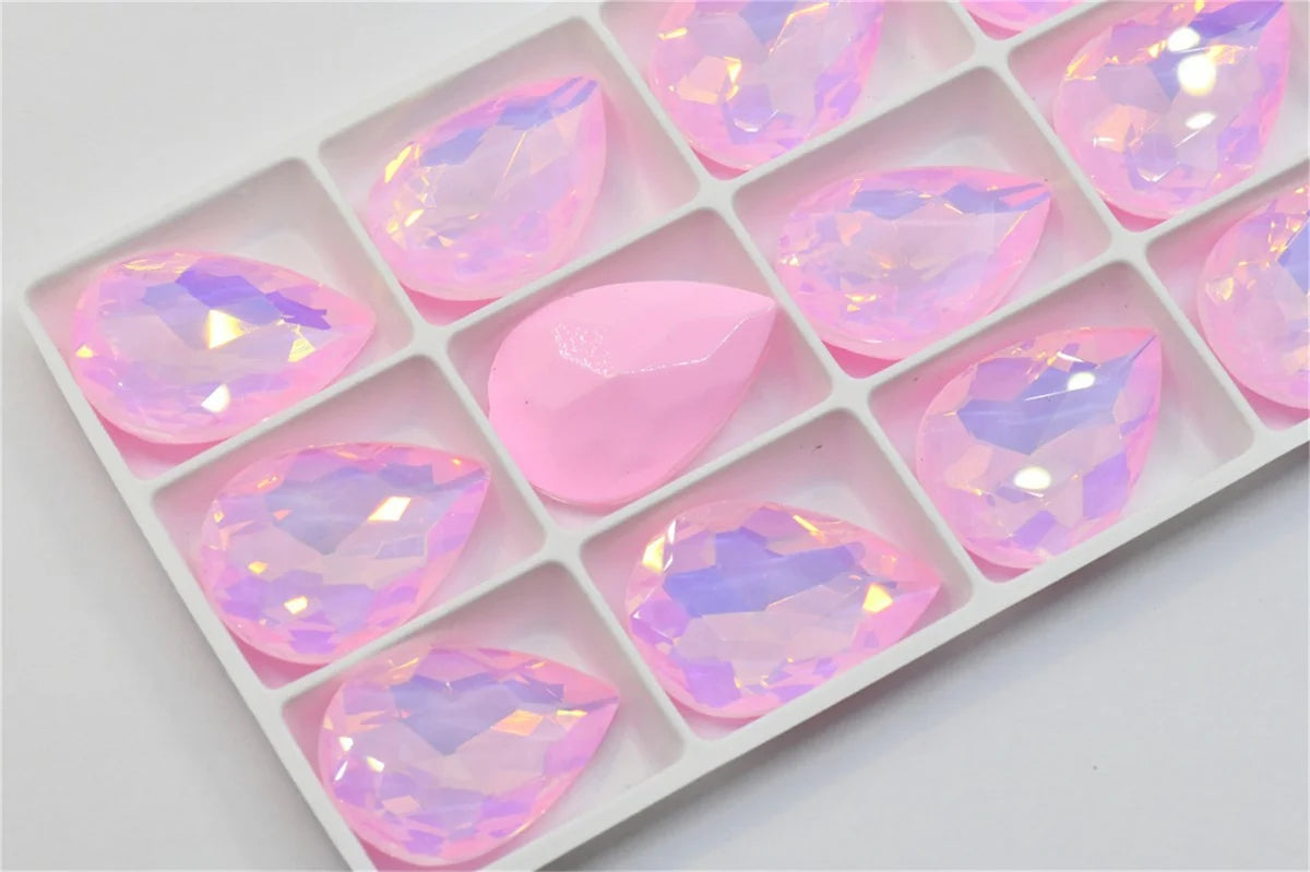 Bulk Glitter Rhinestone Crystal Glass Beads Pointback Teardrop Stones for Needlework Jewelry Crafting Supplies