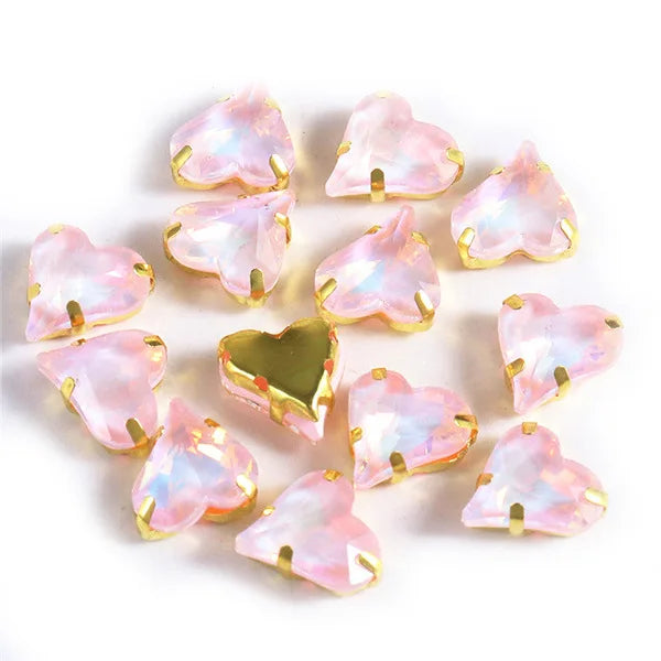 12x13mm heart shape rhinestone Applique Strass Diamond with claw Buttons Jewelry making Clothing sewing accessories hat crafts