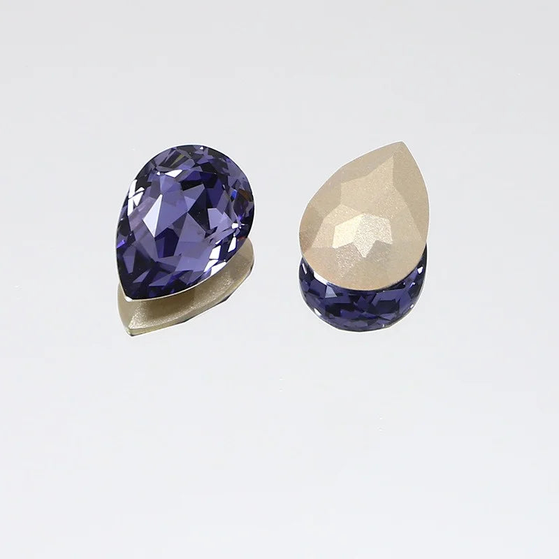 K9 30x40mm teardrop Glass Rhinestones High Quality Pointback Loose Glass Crystal Glue on Garment Crafts