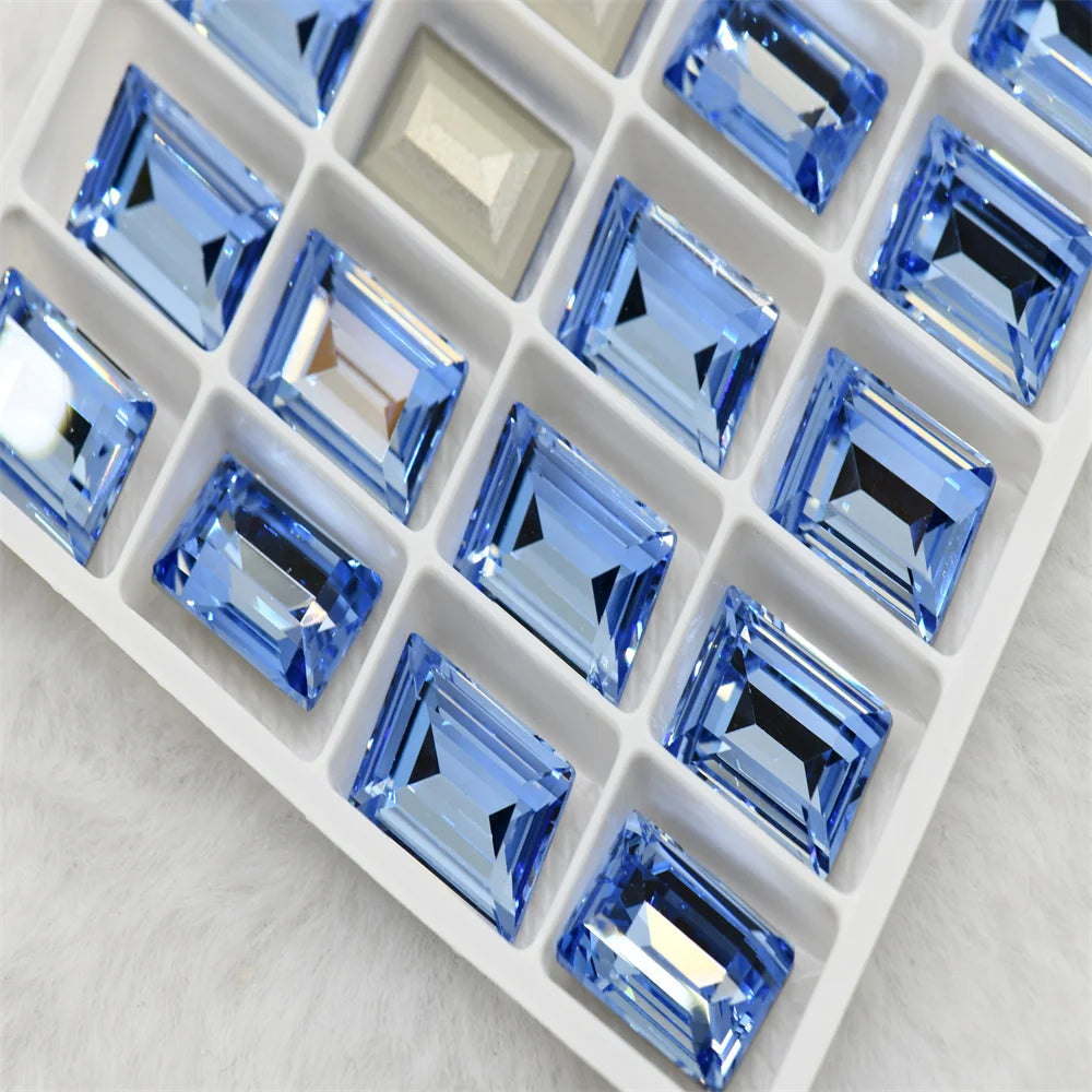 Wholesale k9 Rectangle Rhinestones Glass Strass crafts super Glitter For Clothes DIY Sewing Beads For Jewelry 10X14MM