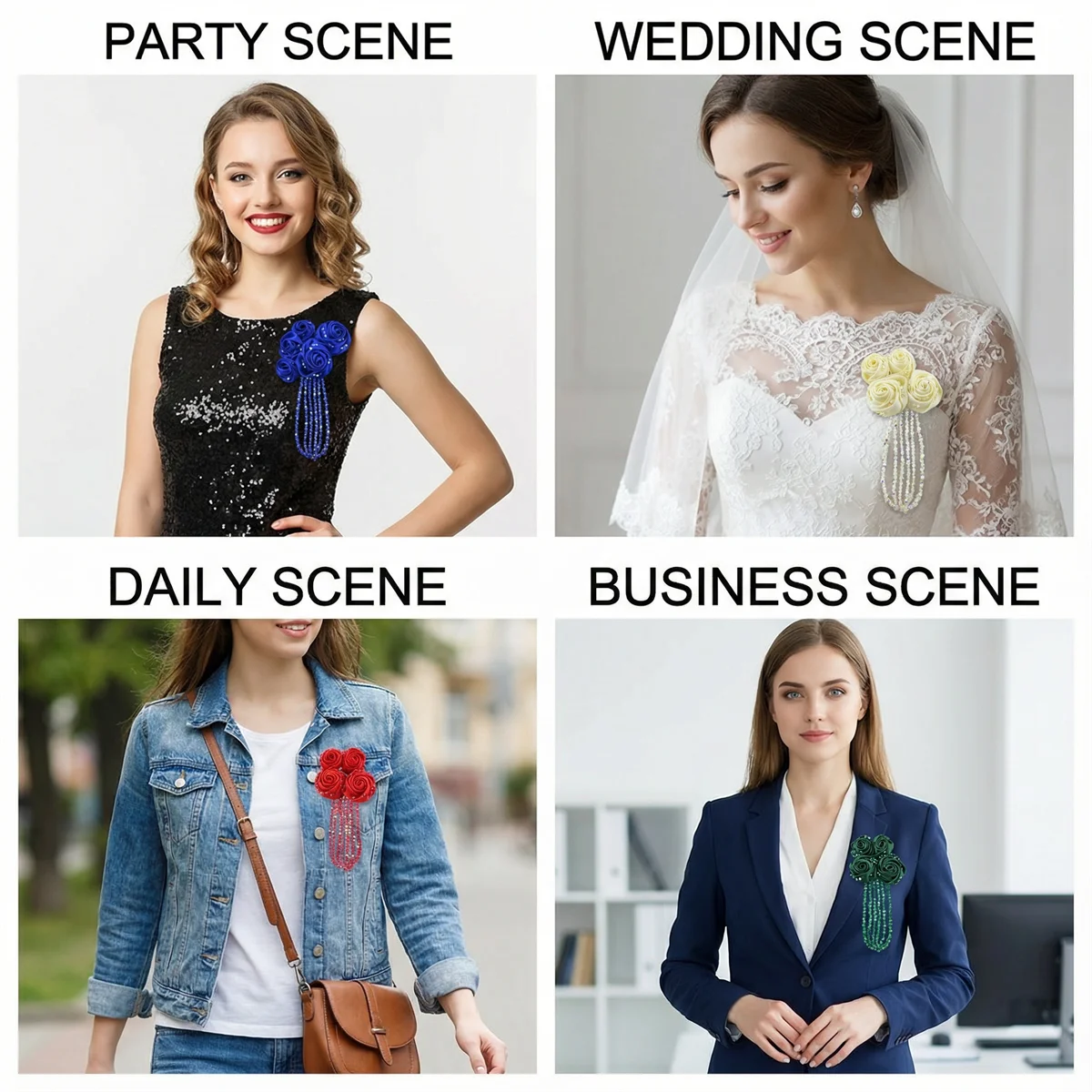 1 pcs with rhinestone rose flower Elegant Pin-On Corsages for Weddings & Events Easy wear Perfect for Dancing & Celebrations