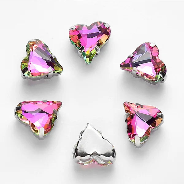 12x13mm heart shape rhinestone Applique Strass Diamond with claw Buttons Jewelry making Clothing sewing accessories hat crafts