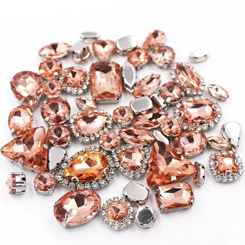 New 50pcs Glitter Rhinestone Sew on Claw Buckle Crystal DIY Craft Wedding Accessories white k claw
