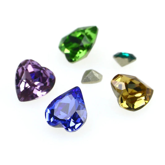 Crystal  Fancy Stone Pointed Back Rhinestones Heart Shape Glue On Crystal Beads K9 Glass Loose Diamond For Jewelry Making DIY