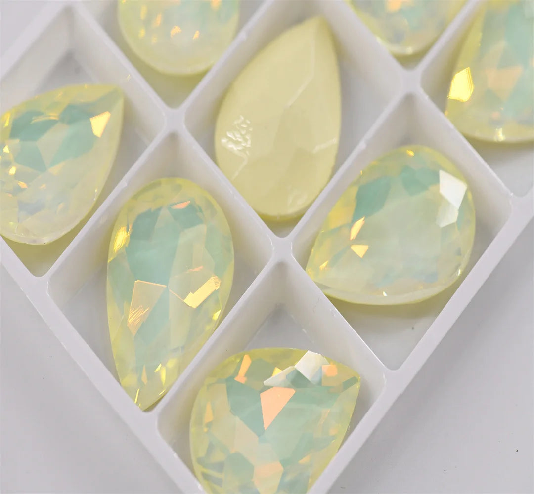 Bulk Glitter Rhinestone Crystal Glass Beads Pointback Teardrop Stones for Needlework Jewelry Crafting Supplies