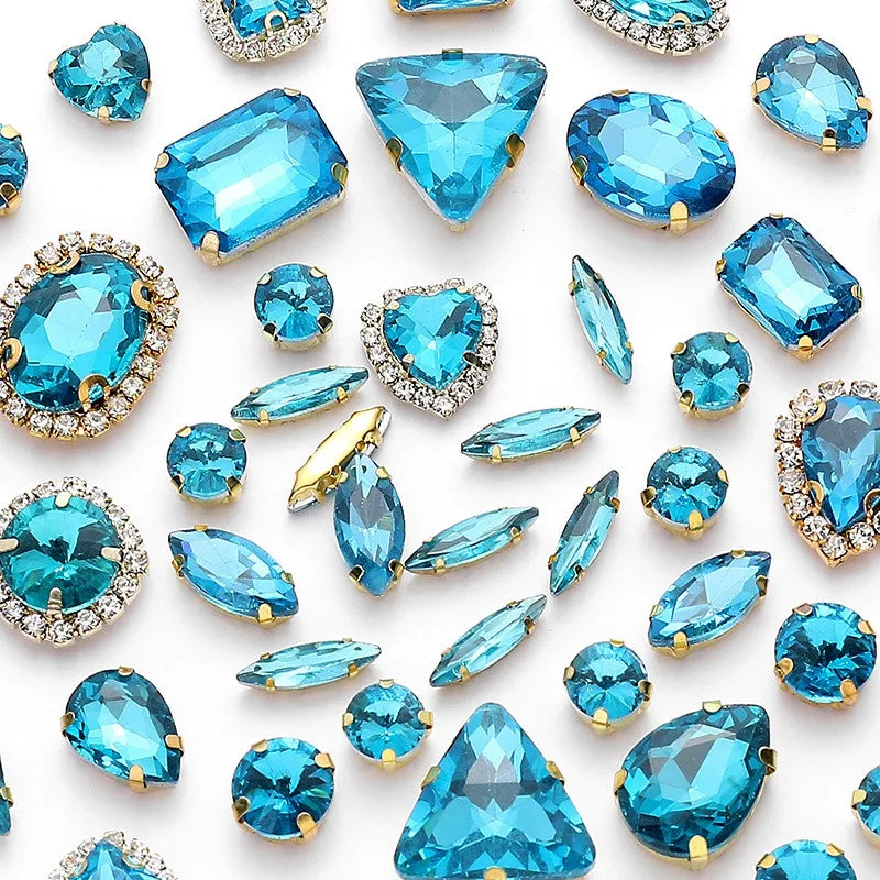 New gold claw 50pcs mixed Glitter Rhinestone Sew on Claw Buckle Crystal DIY Craft Wedding Accessories
