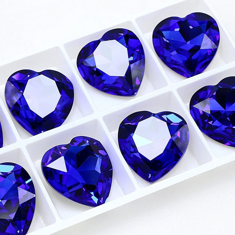 K9 Big Heart Glass Rhinestones 27mm/18mm Crystal Diamond Decoration Beads for Needlework