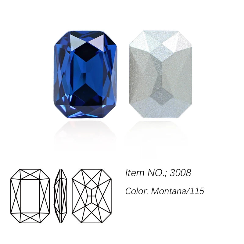 K9 Glass Rectangle Octagon Strass Diamond for Clothes, Nail Art, Rhinestone 3D Pointback, Fancy Stone Gems, Bling Crystal, DIY