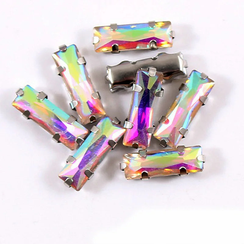 Baguette crystal stones wtth claw sew on  Fancy Stone  Glass Crystals rhinestones clothes Apparel Sewing Supplie accesorios