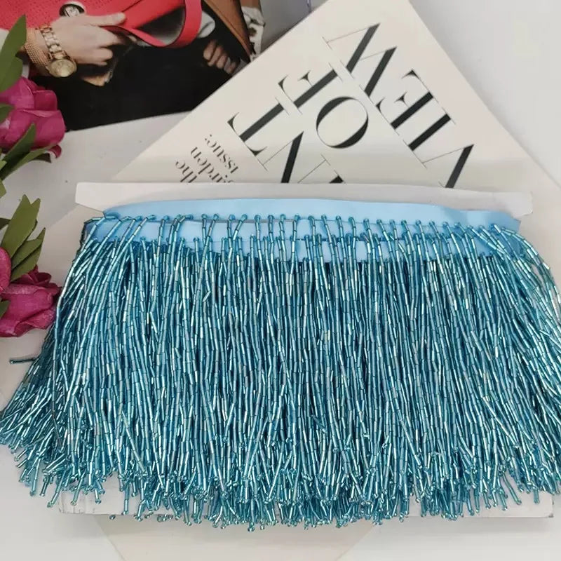 5 Yards 10cm Beaded Tassel Fringe Handmade Trimming for Costumes Dresses Crafts Sew on Decorative Edge