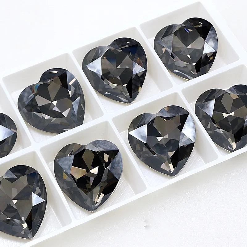 K9 Big Heart Glass Rhinestones 27mm/18mm Crystal Diamond Decoration Beads for Needlework