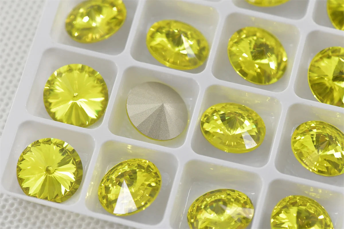 K9 Lemon Yellow Glass Rivoli Teardrop Strass Stones: Bulk Craft Beads