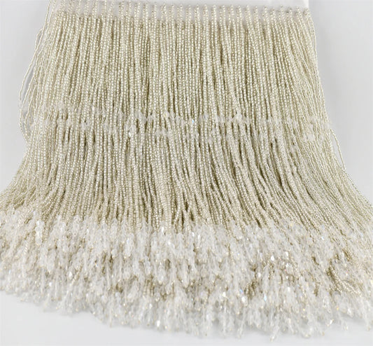 1 yard 14.5cm glass Beaded Fringe beaded fringe with pendant Lamp Costume Trim Crafts  fringes for dress sewing