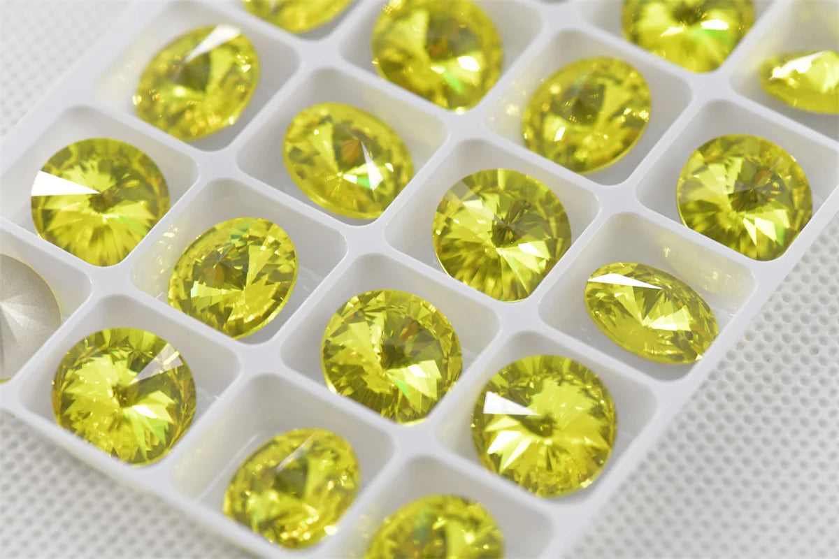 K9 Lemon Yellow Glass Rivoli Teardrop Strass Stones: Bulk Craft Beads