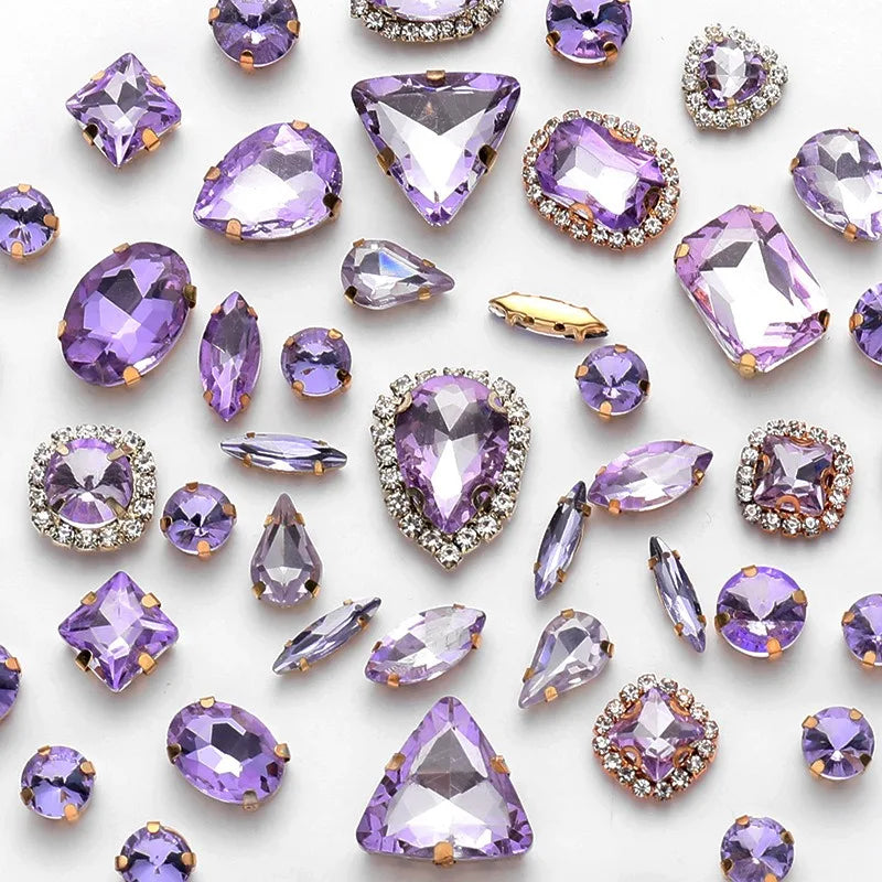New gold claw 50pcs mixed Glitter Rhinestone Sew on Claw Buckle Crystal DIY Craft Wedding Accessories