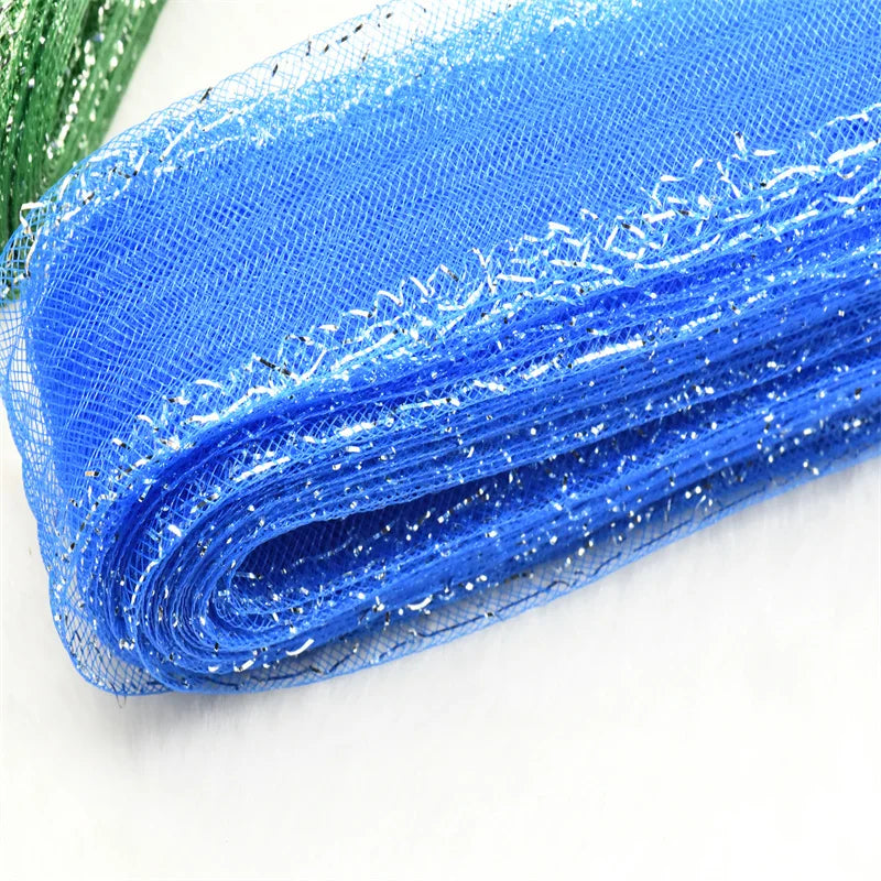 crinoline horsehair with in silver thread braid Mesh Fabric Soft Polyester Wedding Dress skirt making crafts