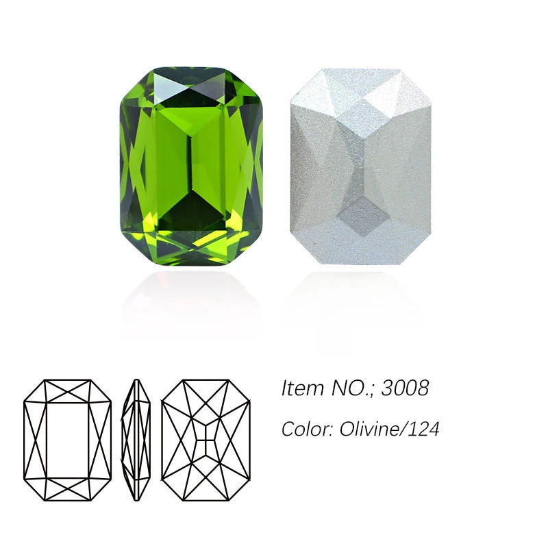 K9 Glass Rectangle Octagon Strass Diamond for Clothes, Nail Art, Rhinestone 3D Pointback, Fancy Stone Gems, Bling Crystal, DIY