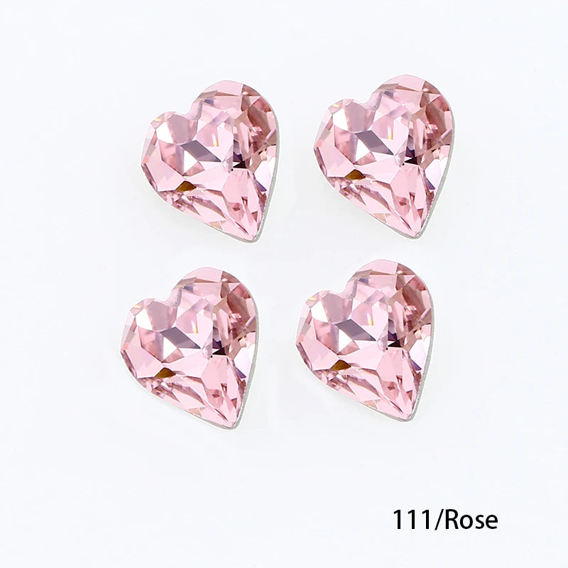 Crystal  Fancy Stone Pointed Back Rhinestones Heart Shape Glue On Crystal Beads K9 Glass Loose Diamond For Jewelry Making DIY